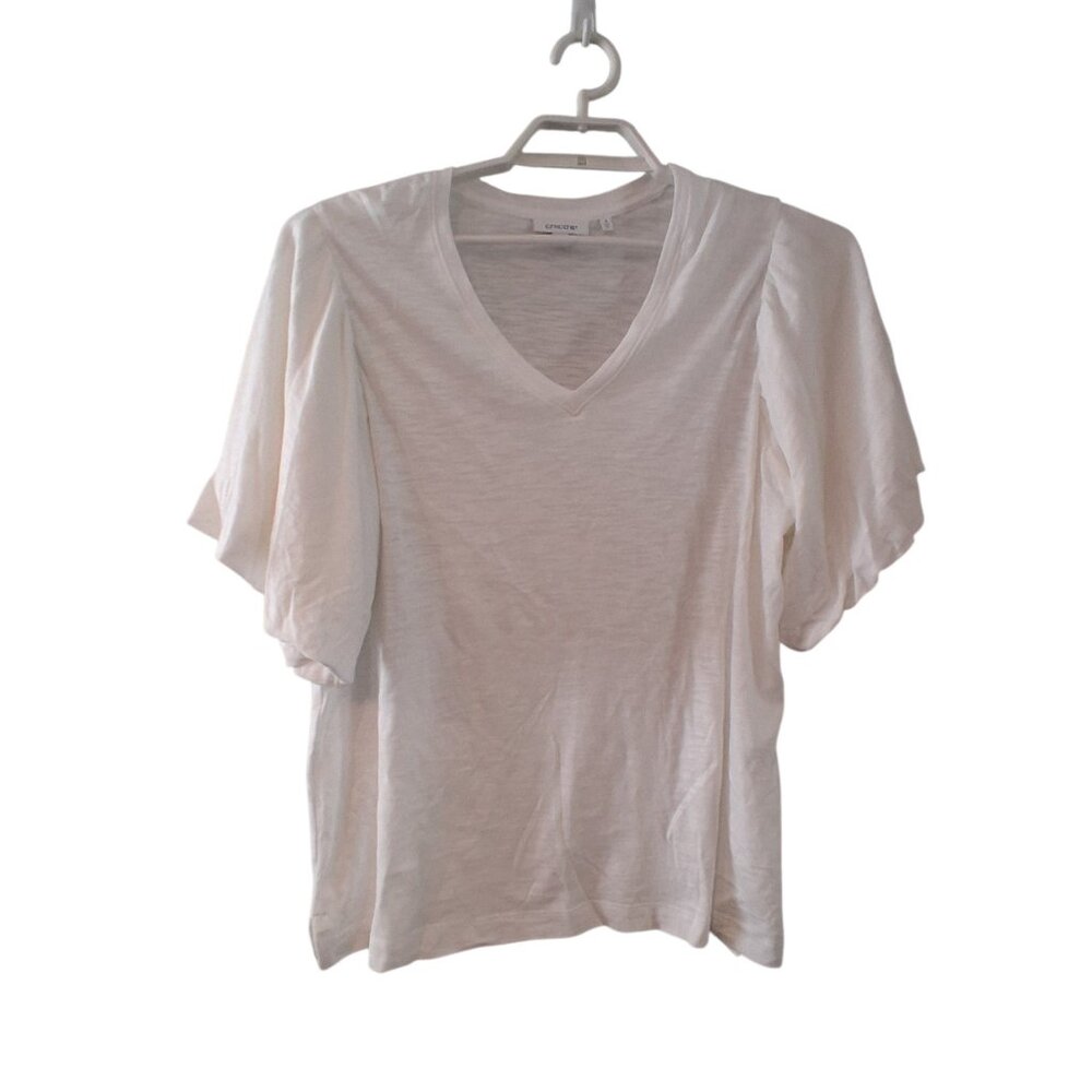 Chicos nwt top womens size XL Chicos 3 Cotton slub flutter sleeve tee Alabaster